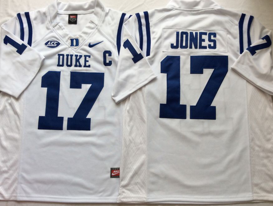 Men's Duke Blue Devils Daniel Jones White Player Game Jersey sports jersey product view 1