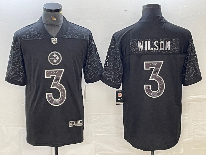Men's Pittsburgh Steelers Russell Wilson Black RFLCTV Limited Jersey football jersey product view 1
