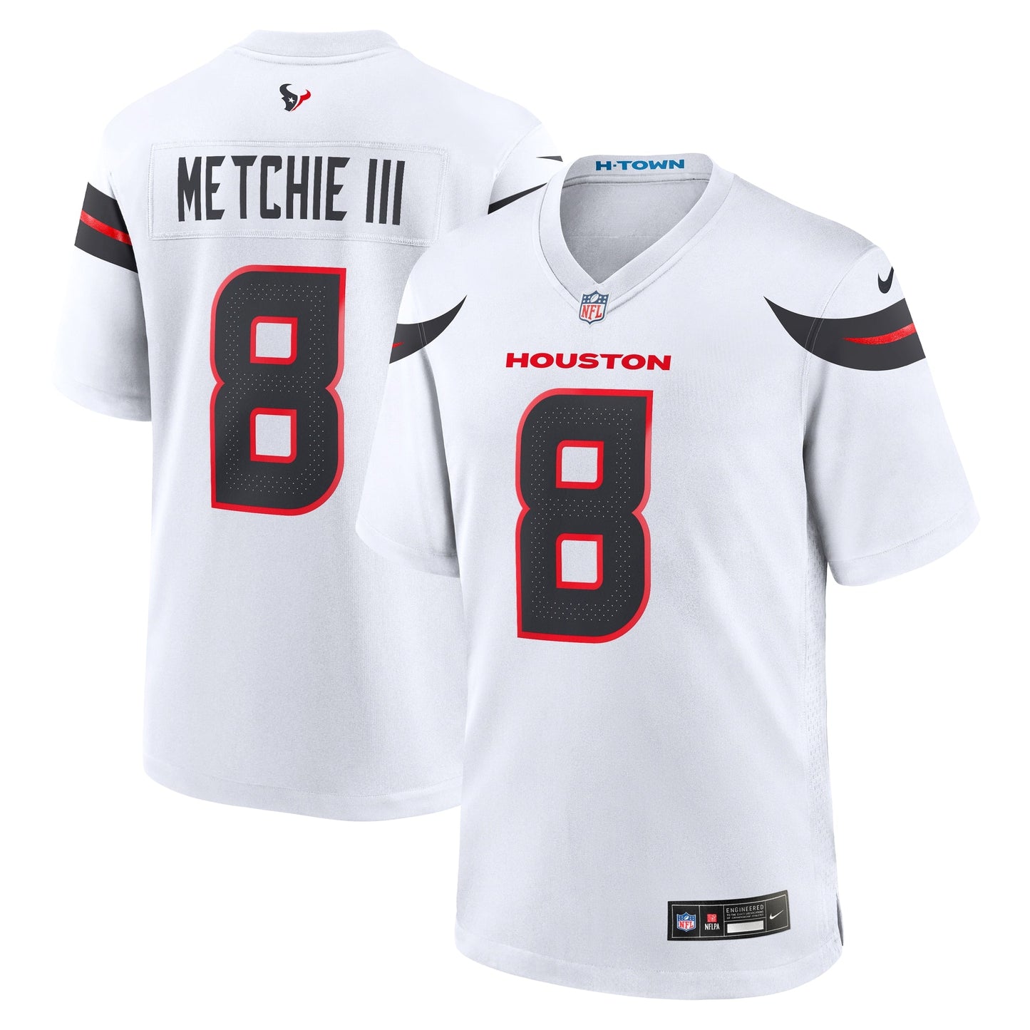 John Metchie III Houston Texans Game Jersey - White football jersey product view 1