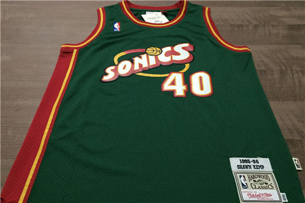 SuperSonics 40# Sean Kemp Green 95-96 Classic Retro Premium Mesh Fan Edition Jersey basketball jersey product view 3
