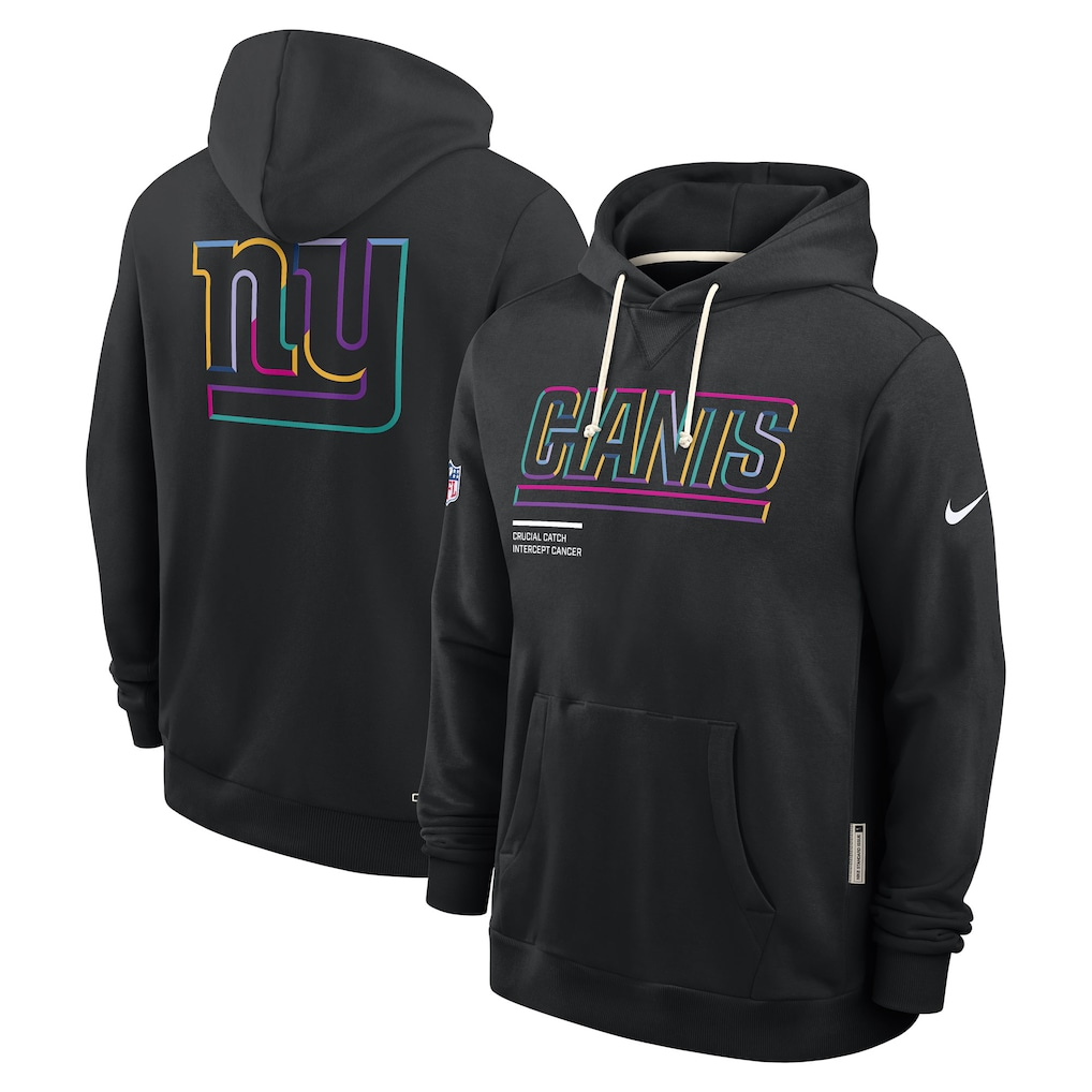 Men's New York Giants Black 2025 NFL Crucial Catch Sideline Standard Issue Dri-FIT Hoodie football jersey product view 1