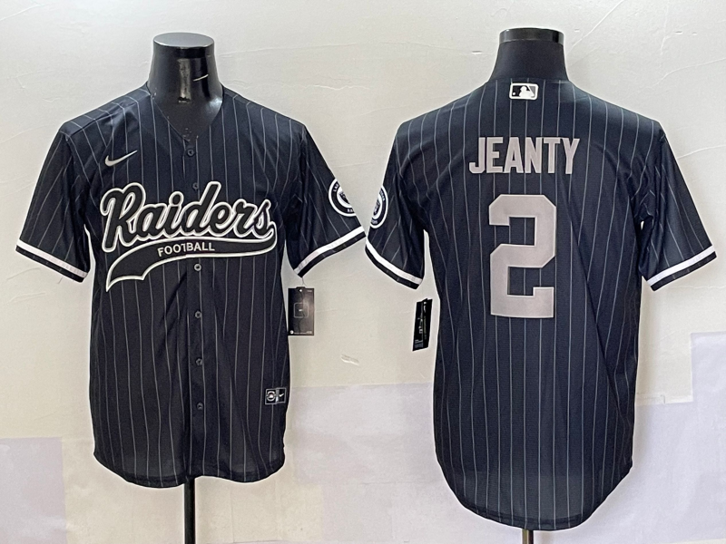 Men's Las Vegas Raiders Ashton Jeanty #2 Black Team Game Jersey football jersey product view 1