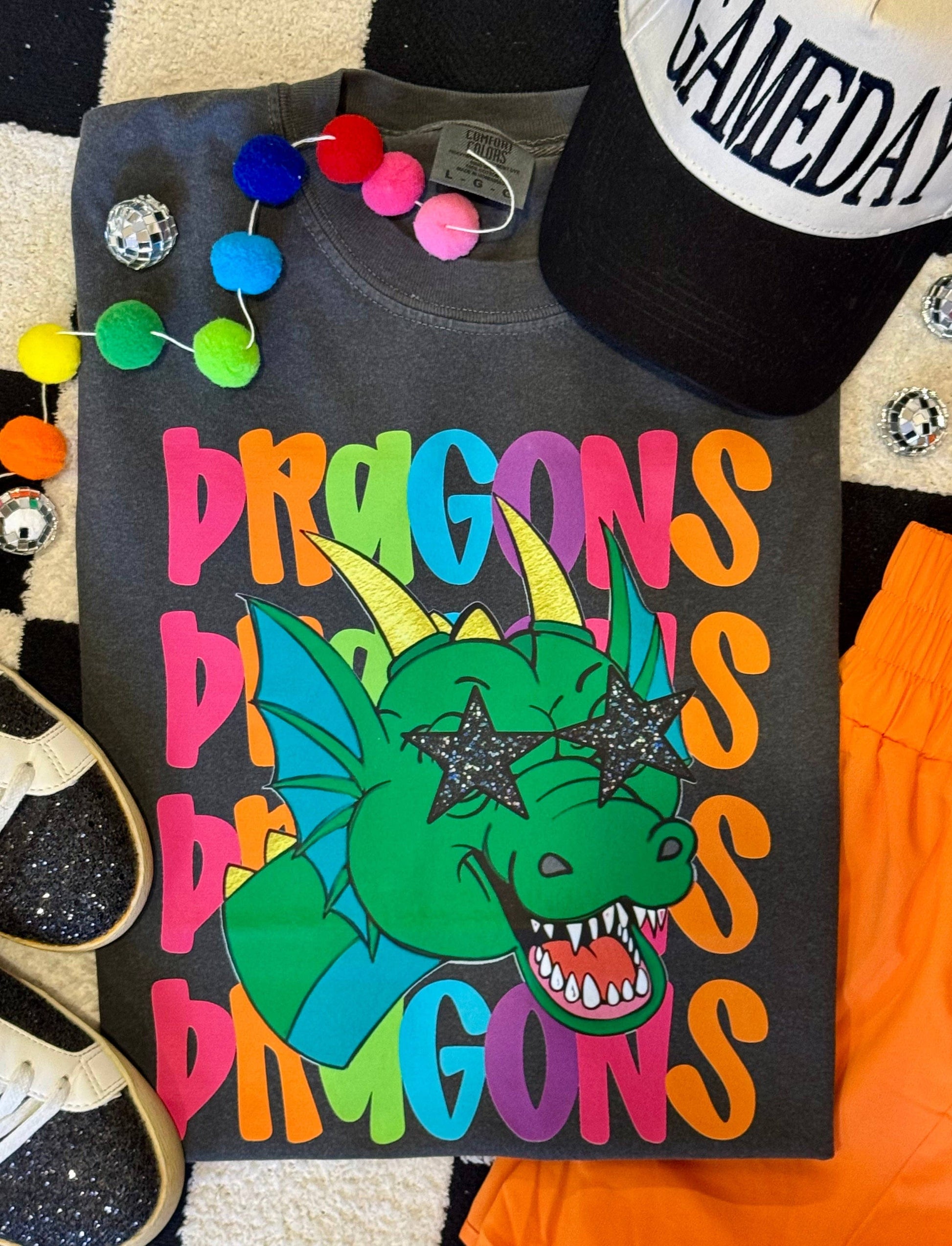Dragons Neon Mascot Tee Unisex T-shirt, Sweatshirt, Hoodie, Long Sleeve Tee - T-Shirt, Sweatshirt, Hoodie