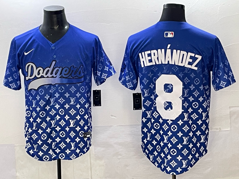 Men's Los Angeles Dodgers Enrique Hernandez #8 Royal Alternate Player Jersey baseball jersey product view 1