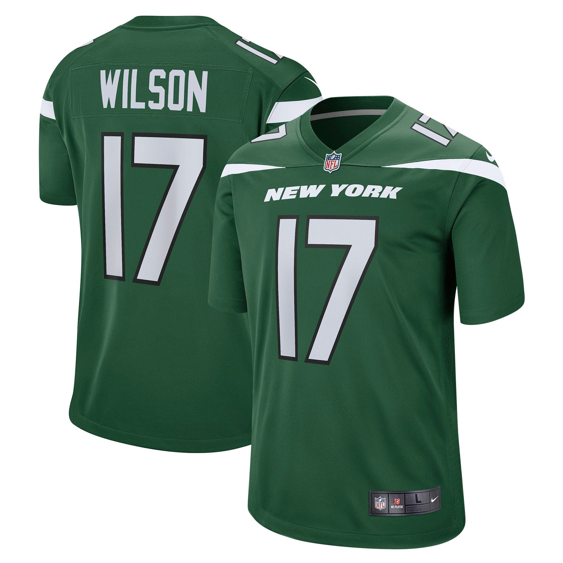 Garrett Wilson New York Jets Game Jersey - Green football jersey product view 1