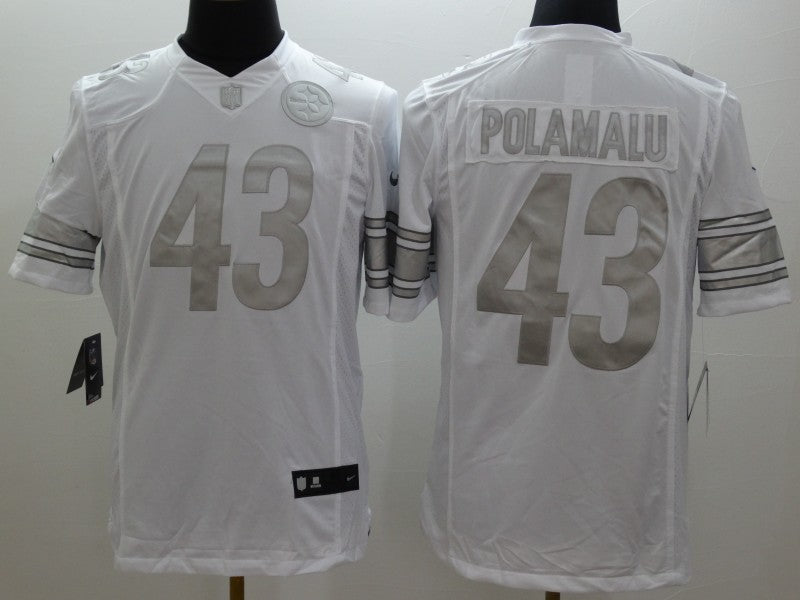Men's Pittsburgh Steelers Troy Polamalu #43 White Game Player Jersey1 football jersey product view 1