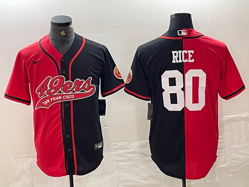 Men's San Francisco 49ers Jerry Rice Red/Black Game Player Jersey Joint Edition football jersey product view 1