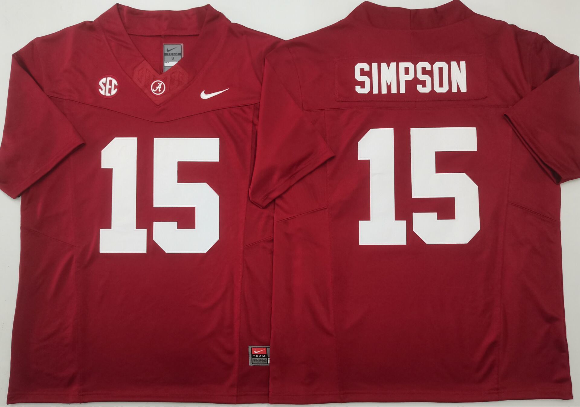 Men's Alabama Crimson Ty Simpson #15 Red Player Jersey sports jersey product view 1