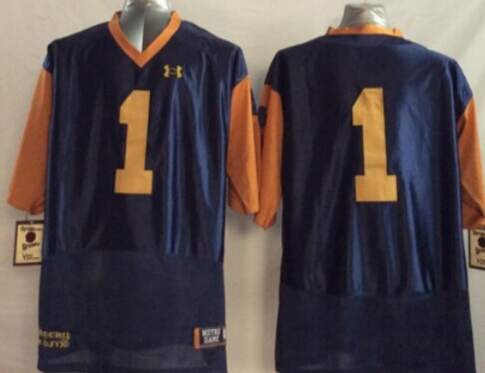Men's Notre Dame Fighting Irish Under Armour #1 Navy Player Jersey sports jersey product view 1