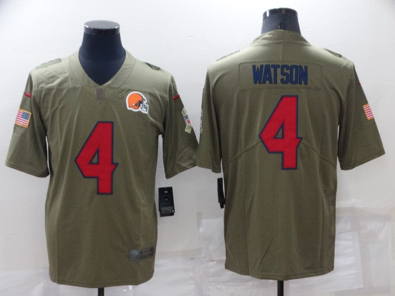 Men's Cleveland Browns Deshaun Watson #4 Olive Game Jersey1 football jersey product view 1