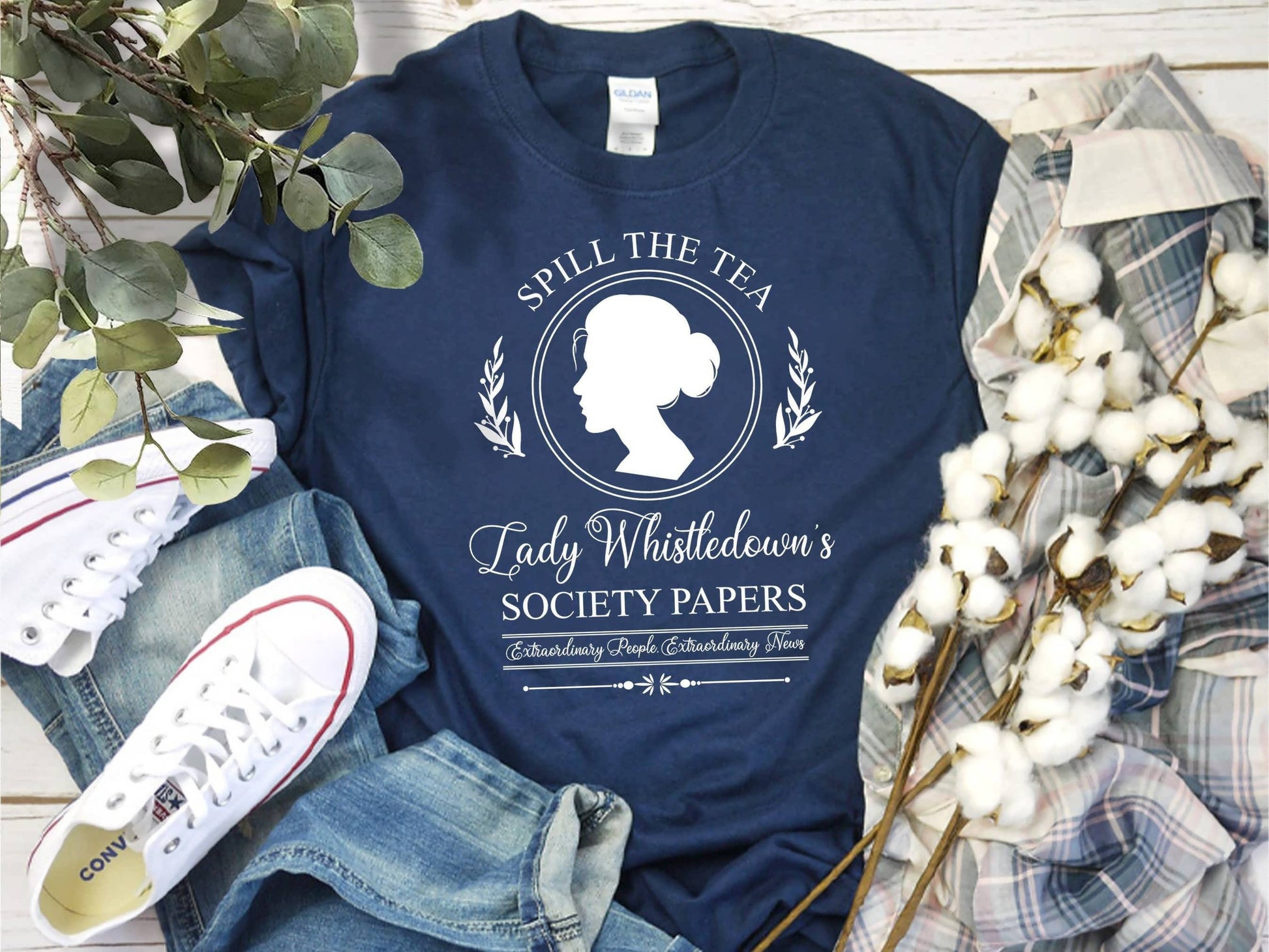 Spill the Tea Lady Whistledown's Bridgerton Society Tee Unisex T-shirt, Sweatshirt, Hoodie, Long Sleeve Tee - T-Shirt, Sweatshirt, Hoodie