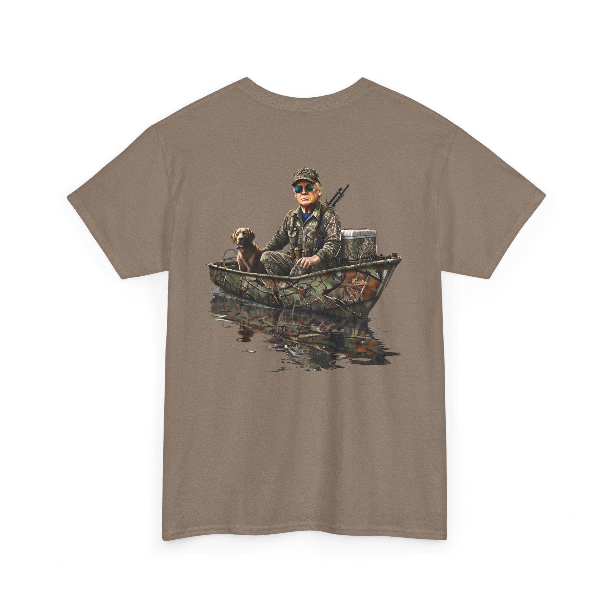 Trump Hunting Boat Tee - Outdoor Adventure Camo Shirt Unisex T-shirt, Sweatshirt, Hoodie, Long Sleeve Tee - T-Shirt, Sweatshirt, Hoodie