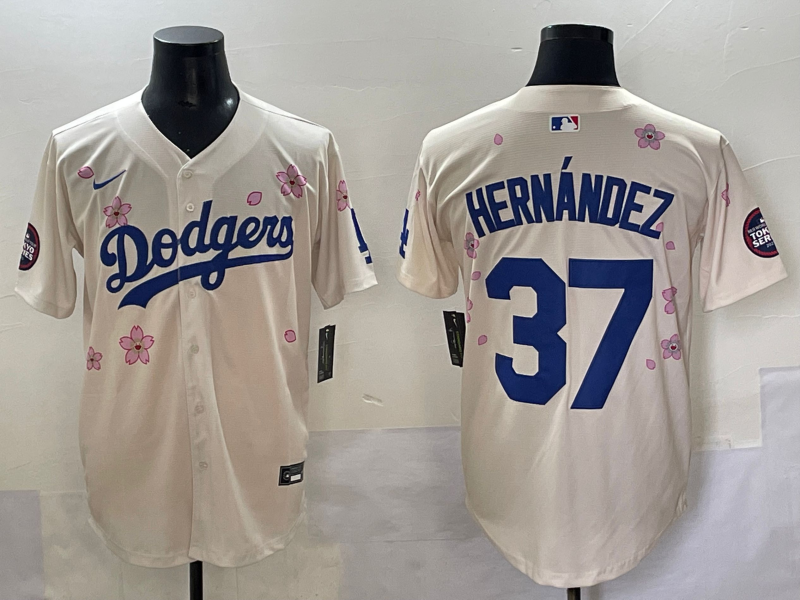 Men's Los Angeles Dodgers Teoscar Hernandez Cream Limited Player Jersey baseball jersey product view 1