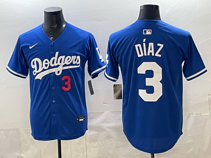 Men's Los Angeles Dodgers Edwin Diaz #3 Royal Alternate 2 Replica Player Jersey baseball jersey product view 1