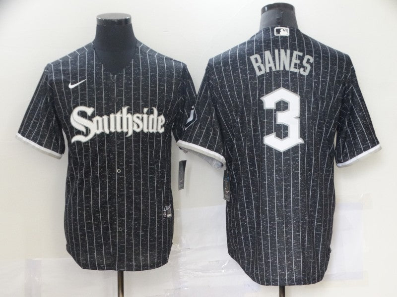 Men's Chicago White Sox Harold Baines #3 Black Replica Baseball Jersey baseball jersey product view 1