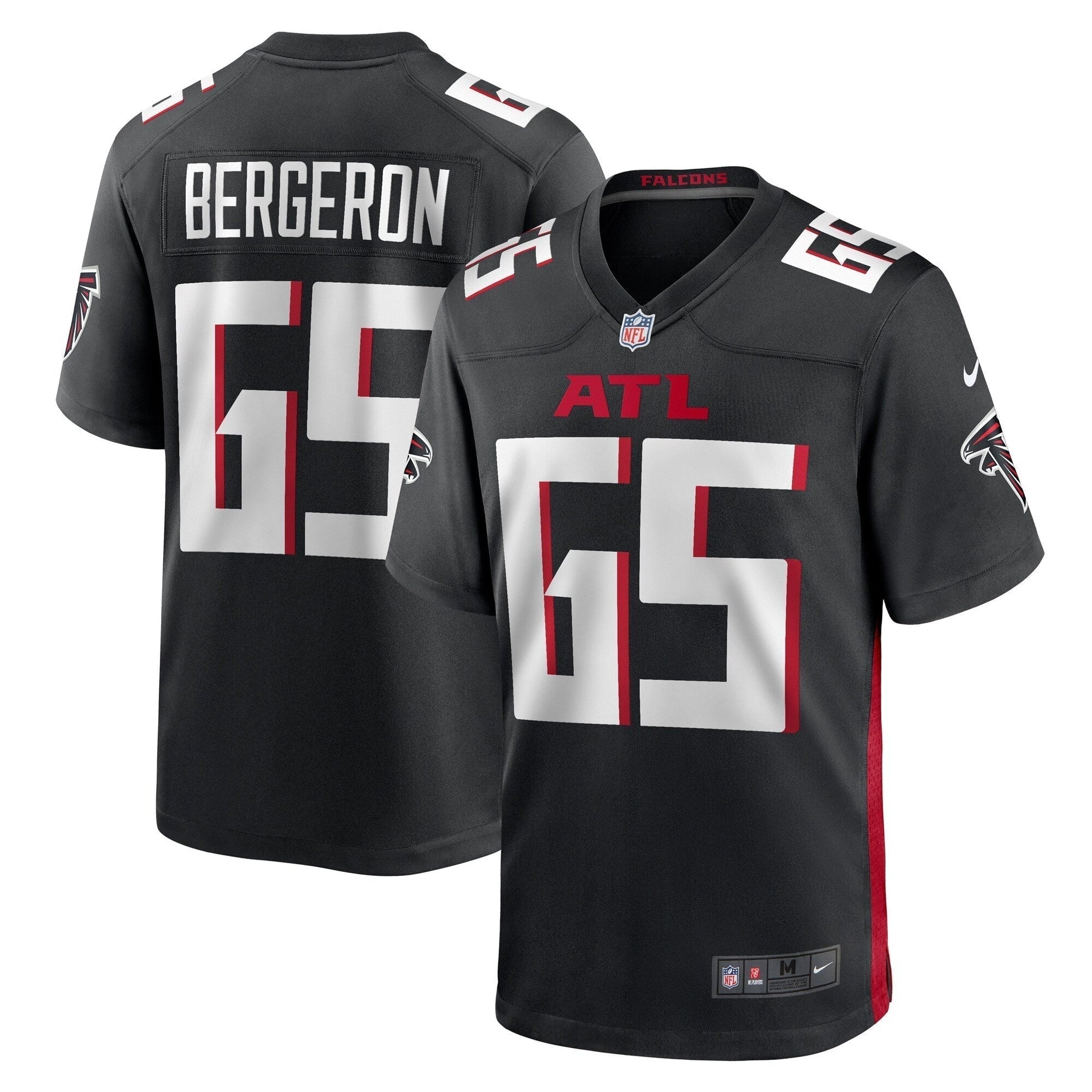 Matthew Bergeron Atlanta Falcons Team Game Jersey - Black football jersey product view 1