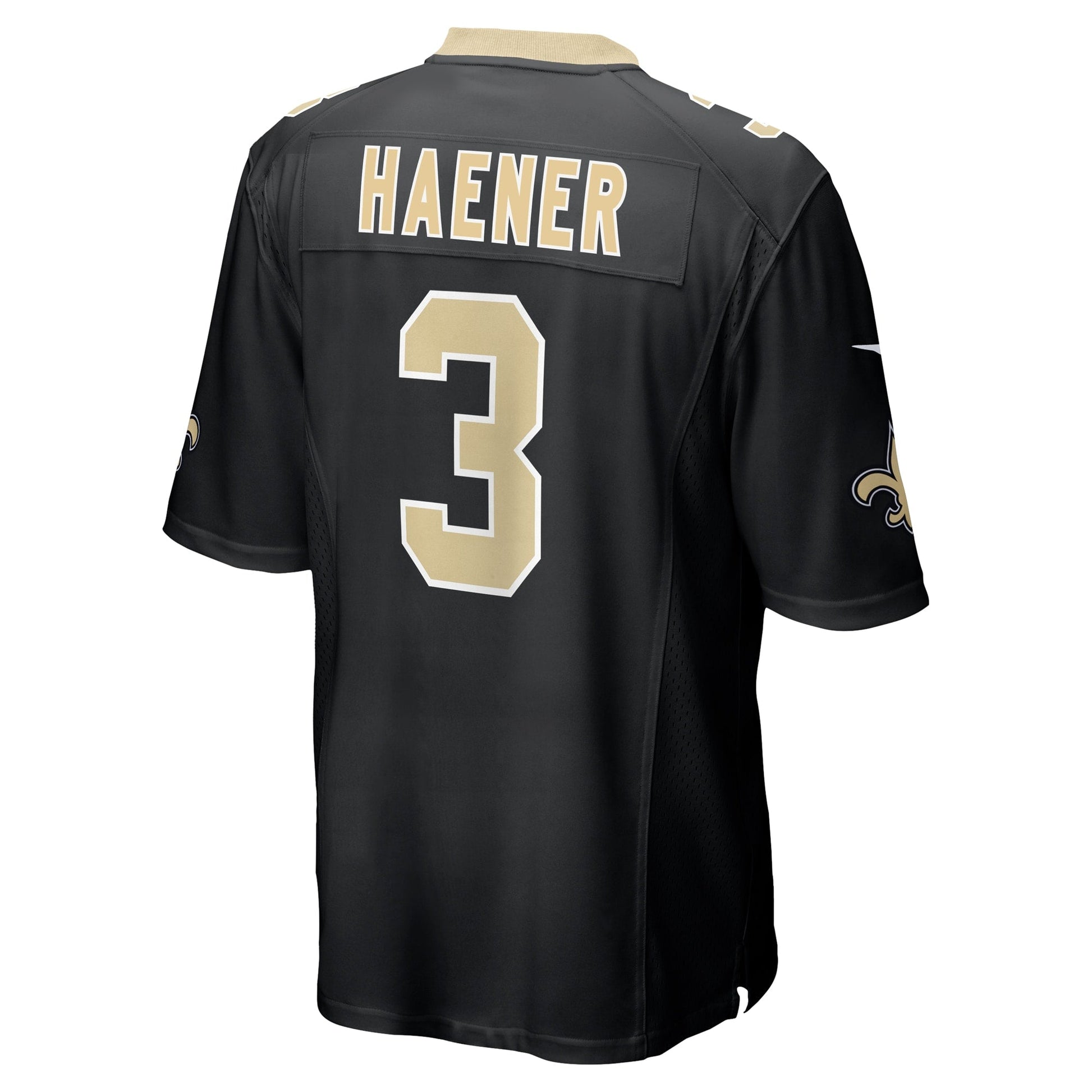 Jake Haener New Orleans Saints Team Game Jersey - Black football jersey product view 3