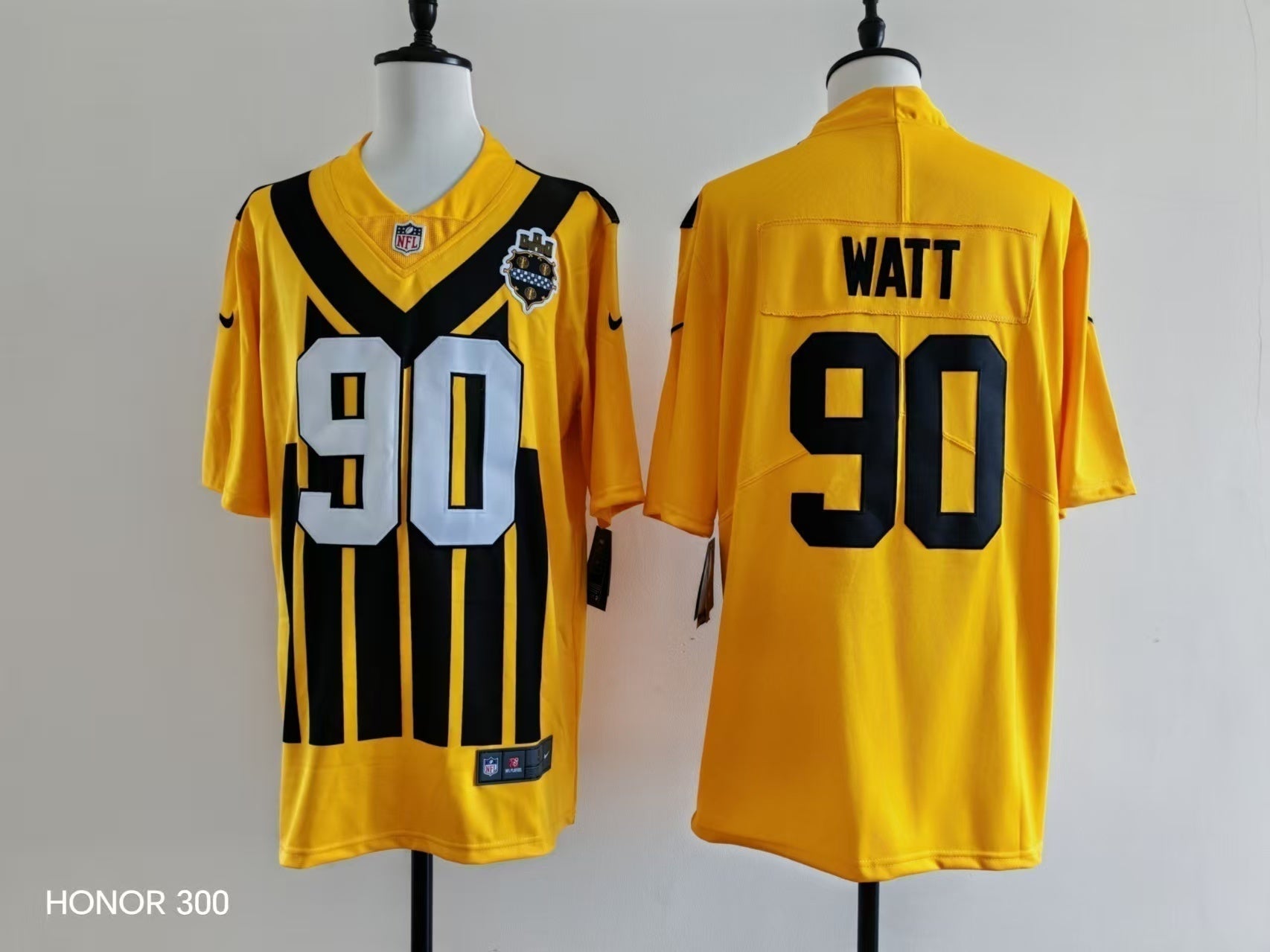Men's Pittsburgh Steelers T.J. Watt Jersey - Retro Yellow-1 football jersey product view 1