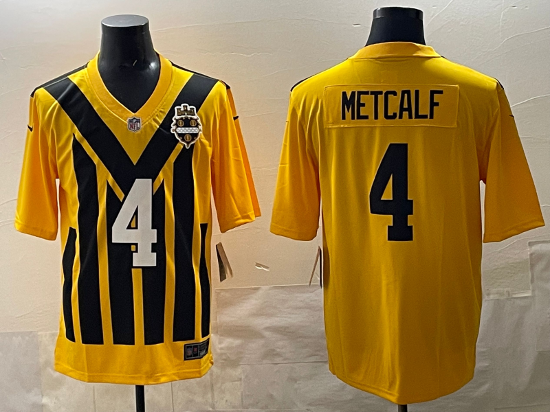 Men's Pittsburgh Steelers DK Metcalf #4 Gold Alternate 1933 Throwback Game Jersey football jersey product view 1