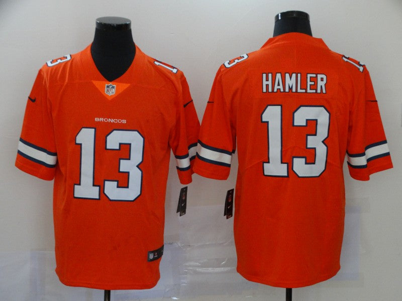 Men's Denver Broncos KJ Hamler #13 Orange Game Player Jersey1 football jersey product view 1