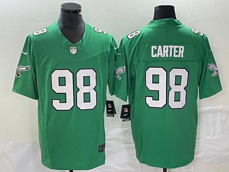 Men's Philadelphia Eagles Jalen Carter Kelly Green Game Jersey football jersey product view 1