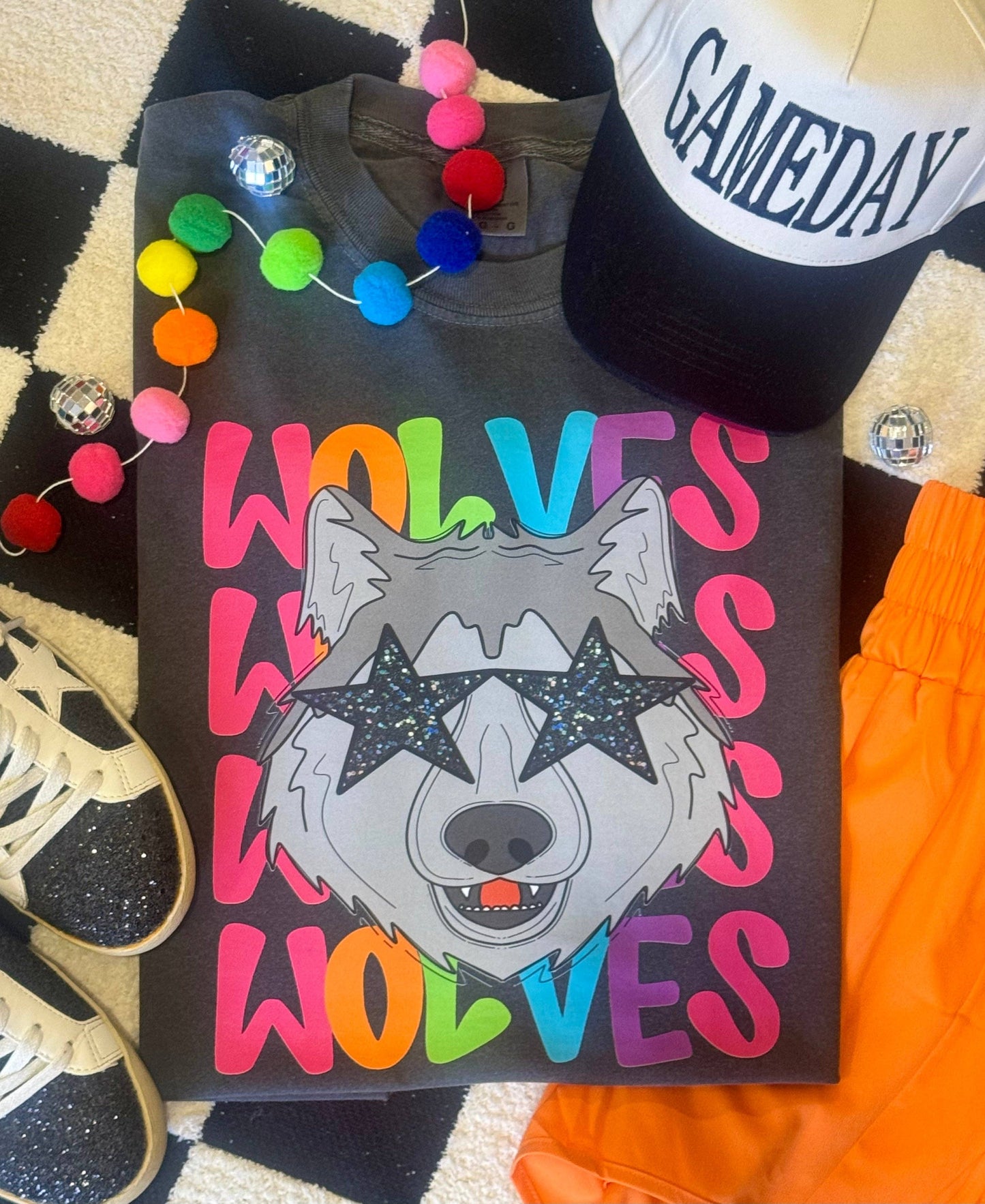 Wolves Neon Mascot Tee Unisex T-shirt, Sweatshirt, Hoodie, Long Sleeve Tee - T-Shirt, Sweatshirt, Hoodie