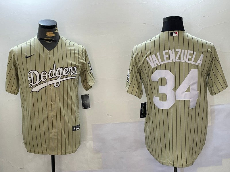 Men's Los Angeles Dodgers Fernando Valenzuela #34 Gold Replica Baseball Jersey1 baseball jersey product view 1