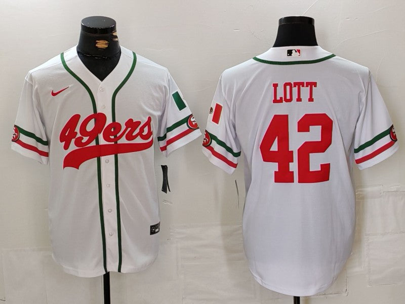 Men's San Francisco 49ers Ronnie Lott #42 White Player Game Jersey1 football jersey product view 1
