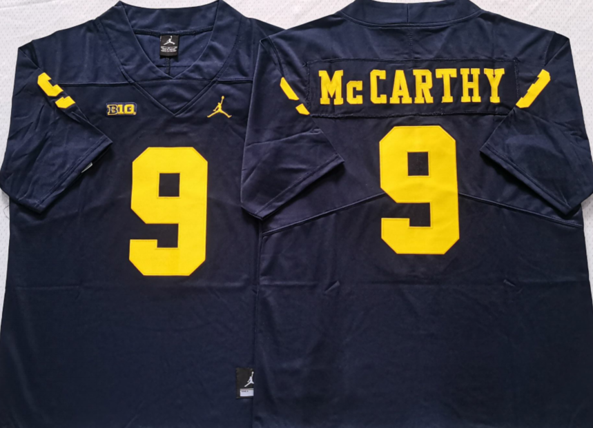 Men's Michigan Wolverines JJ McCarthy Navy Alumni Player Game Jersey sports jersey product view 1