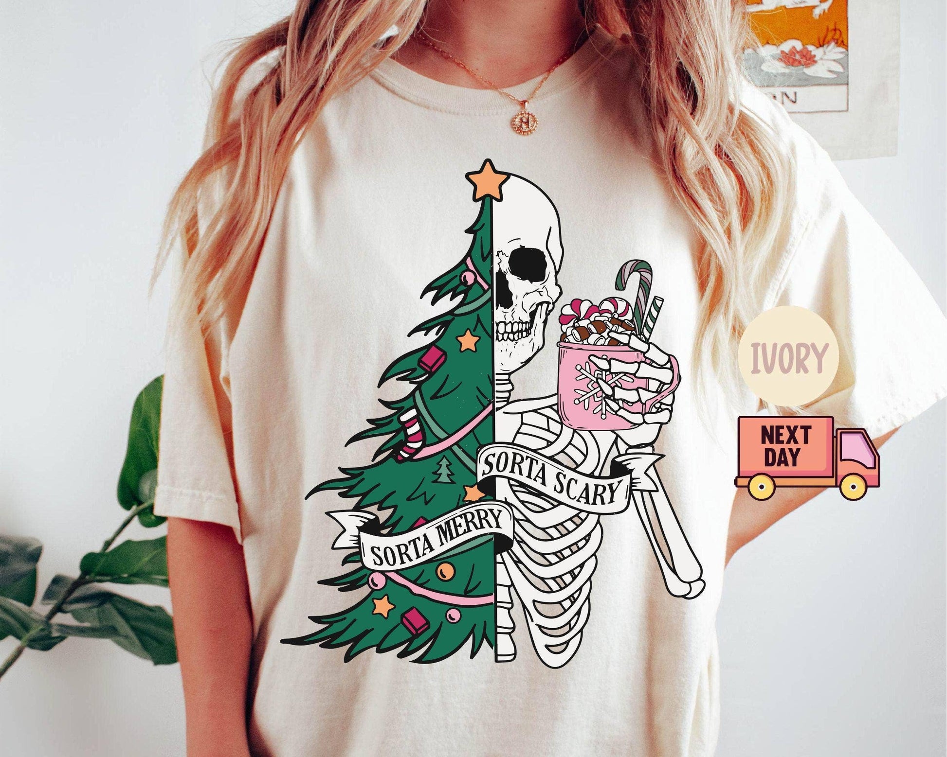Spooky Skeleton Christmas Tee, Funny Holiday Shirt Unisex T-shirt, Sweatshirt, Hoodie, Long Sleeve Tee - T-Shirt, Sweatshirt, Hoodie