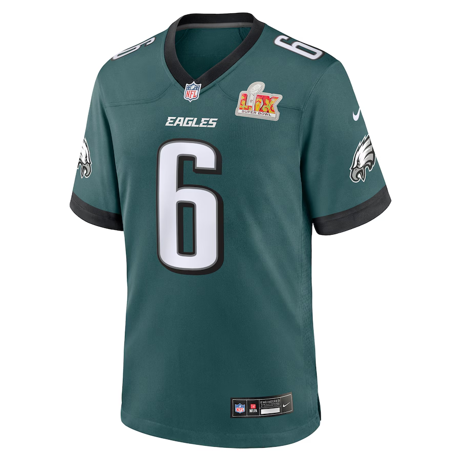 Men's Philadelphia Eagles DeVonta Smith Midnight Green Super Bowl LIX Game Player Jersey football jersey product view 2
