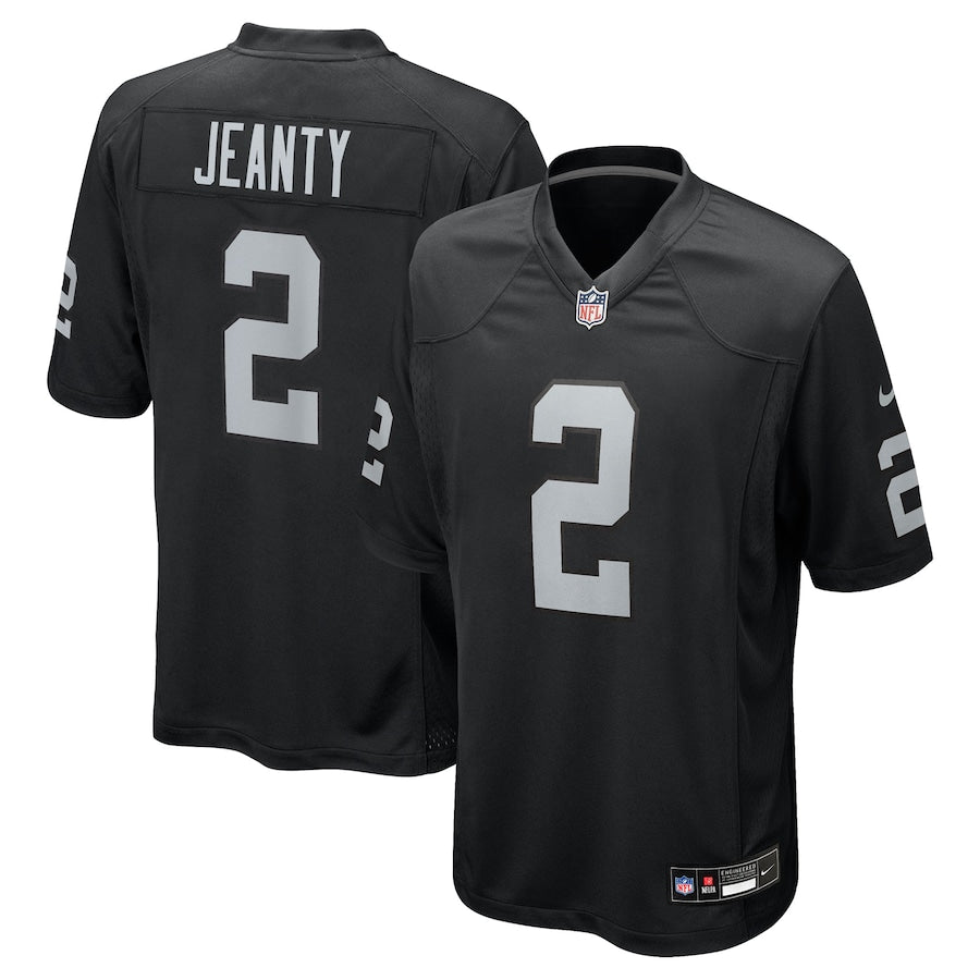 Men's Las Vegas Raiders Ashton Jeanty Black 2025 NFL Draft First Round Pick Game Jersey football jersey product view 1