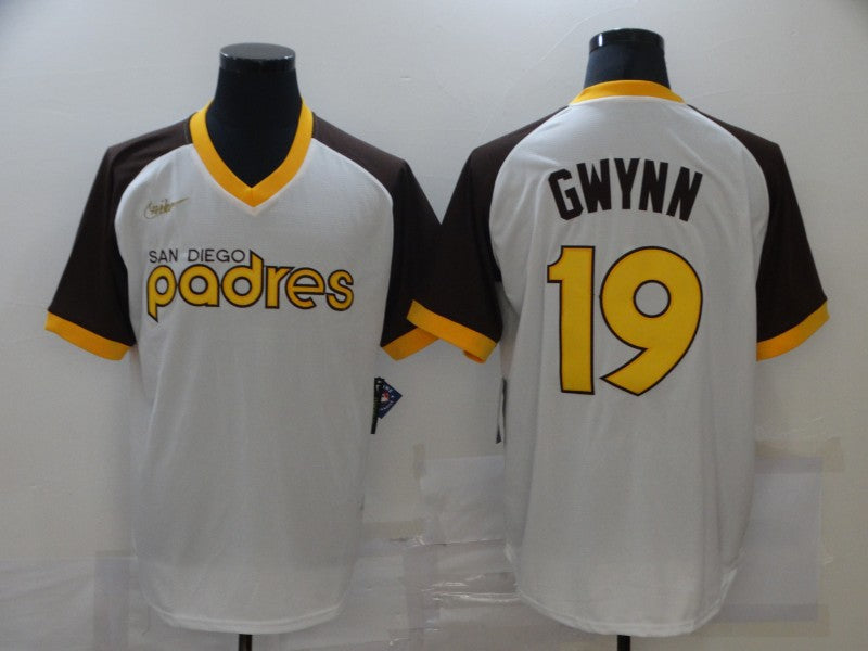 Men's San Diego Padres Tony Gwynn #19 White Player Jersey1 baseball jersey product view 1