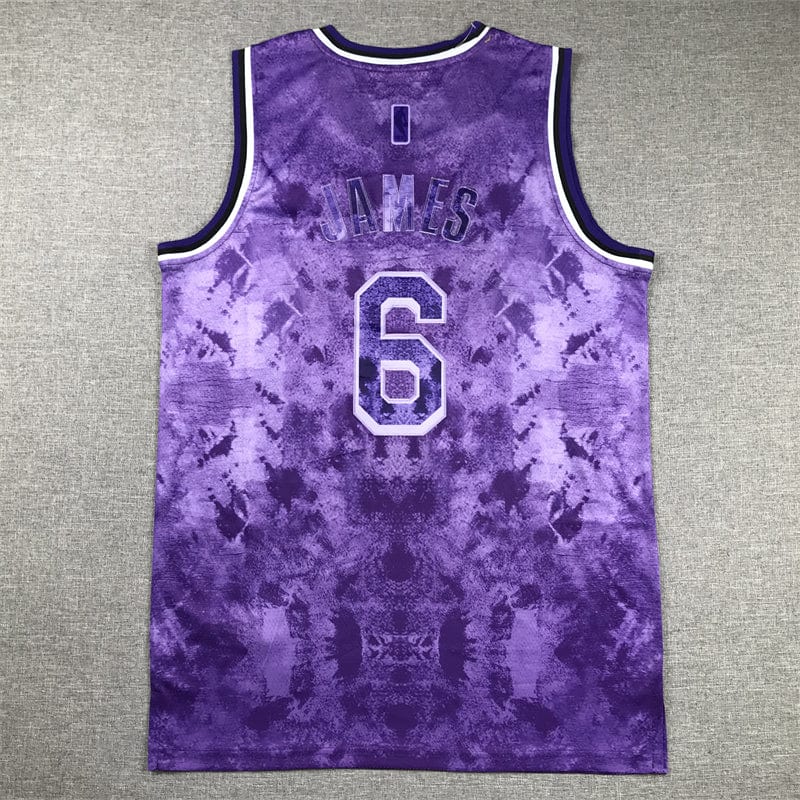 Lebron James LA Lakers Purple Jersey #6 basketball jersey product view 2