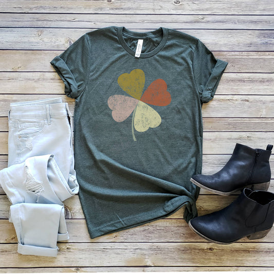 4 Colored Leaf Shamrock Tee | St. Patrick's Day | XS-2XL Unisex T-shirt, Sweatshirt, Hoodie, Long Sleeve Tee - T-Shirt, Sweatshirt, Hoodie