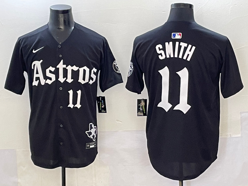 Men's Houston Astros Cam Smith Black Team Player Jersey baseball jersey product view 1
