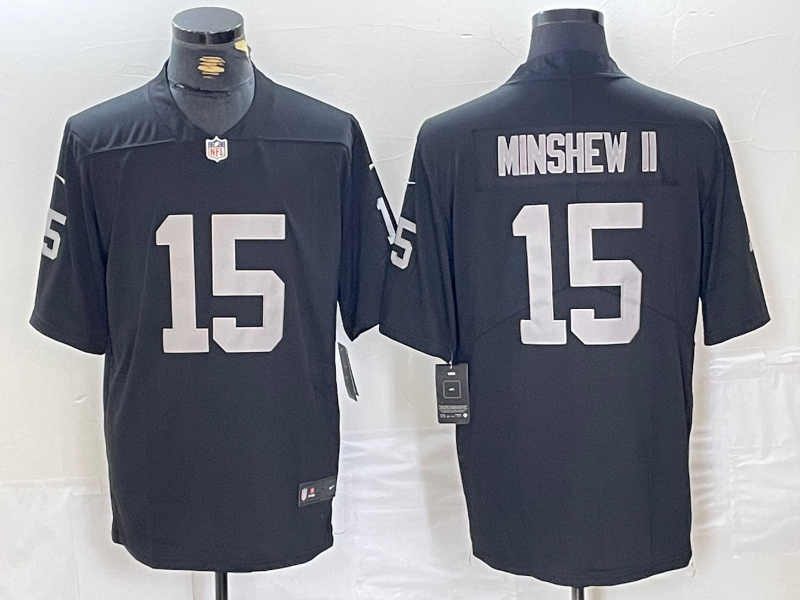 Men's Las Vegas Raiders Gardner Minshew II #15 Black Game Jersey1 football jersey product view 1