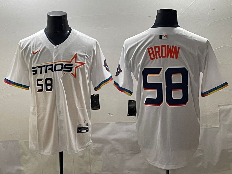 Men's Houston Astros Hunter Brown #58 White 2025 City Connect Limited Player Jersey baseball jersey product view 1