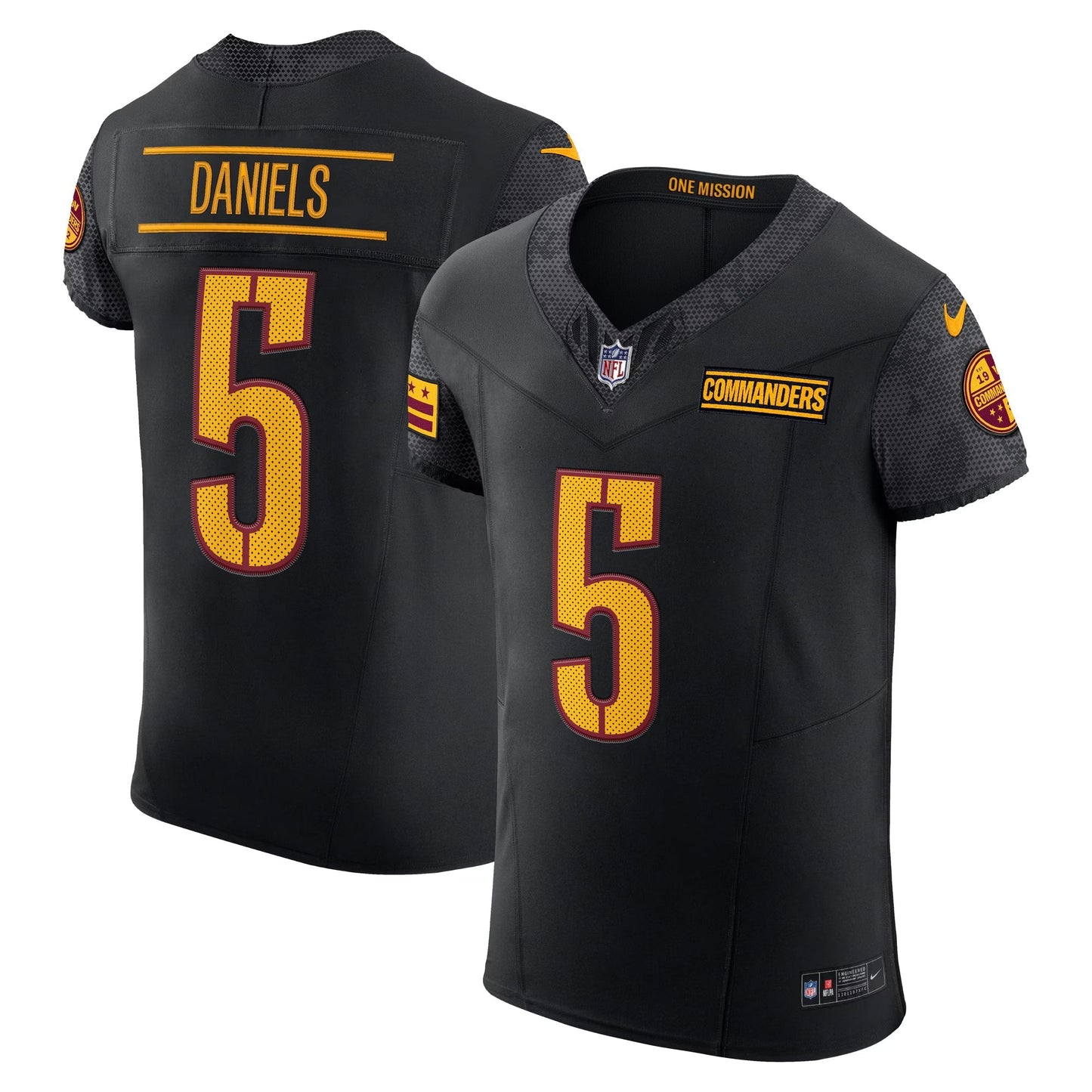 Washington Commanders Jayden Daniels Black Alternate Vapor F.U.S.E. Elite Jersey football jersey product view 1