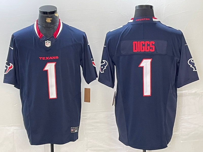 Men's Houston Texans Stefon Diggs Navy Game Jersey football jersey product view 1