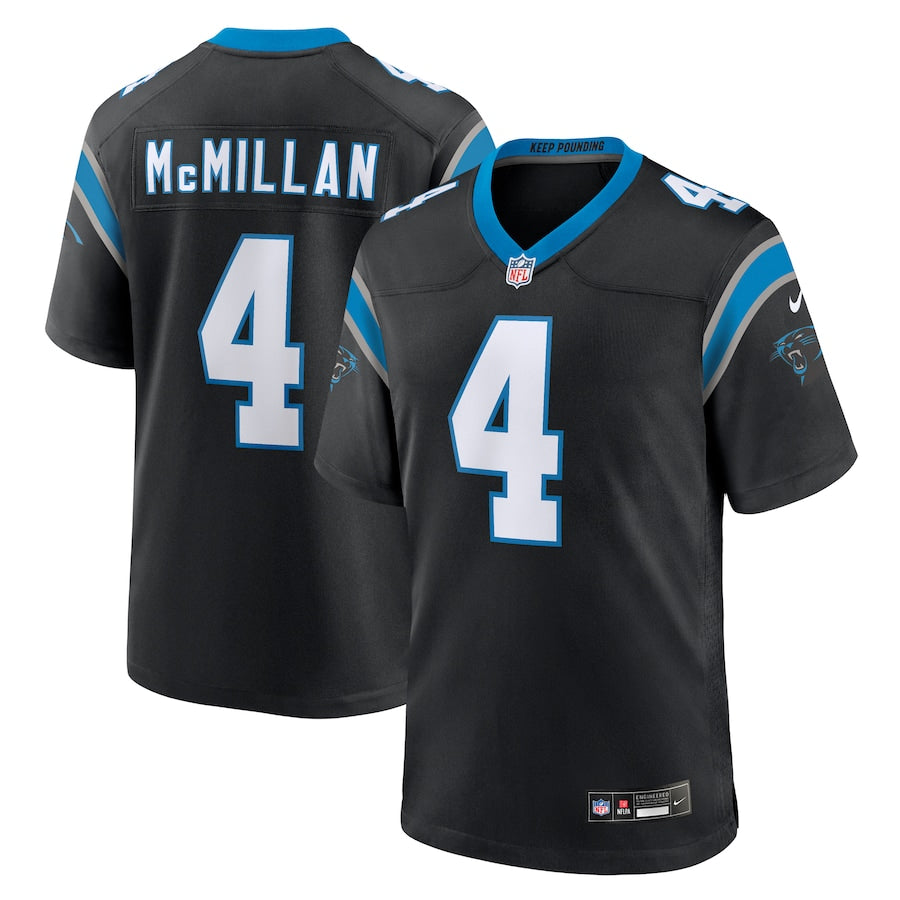 Men's Carolina Panthers Tetairoa McMillan Black 2025 NFL Draft First Round Pick Game Jersey football jersey product view 1