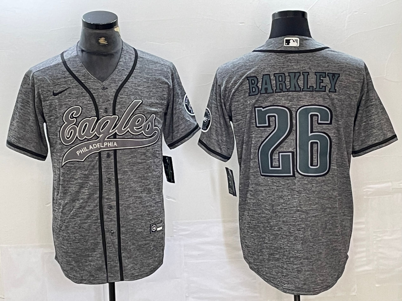 Men's Philadelphia Eagles Saquon Barkley Gray Game Jersey Joint Edition football jersey product view 1