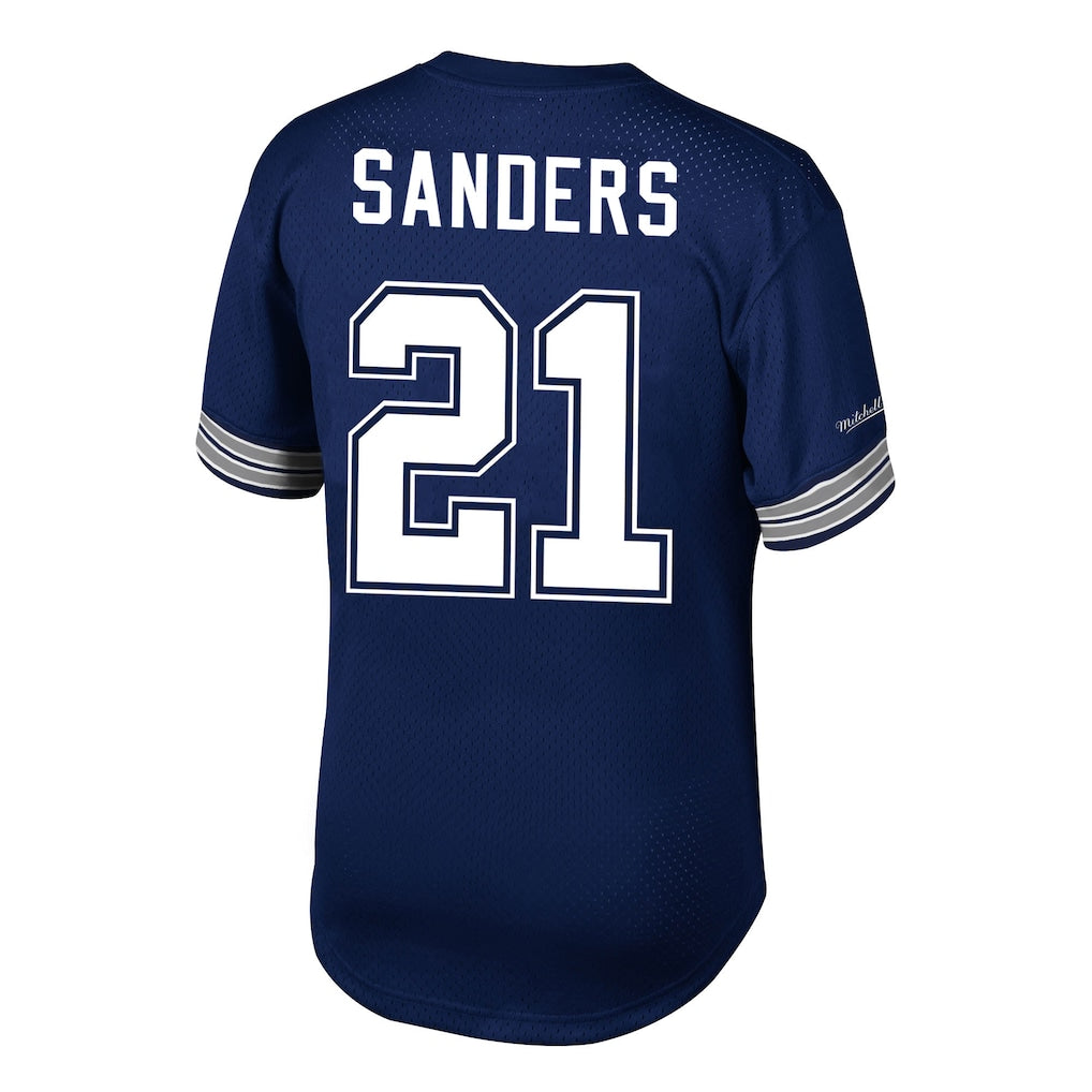 D.Cowboys #21 Deion Sanders Navy Retired Player Name & Number Mesh Top Jersey football jersey product view 1