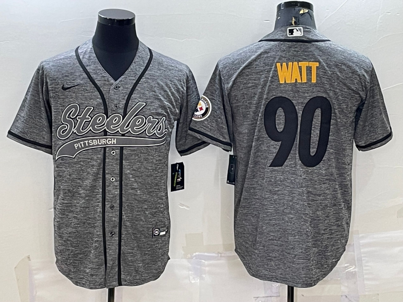 Men's Pittsburgh Steelers T.J. Watt #90 Gray Game Jersey1 Joint edition football jersey product view 1