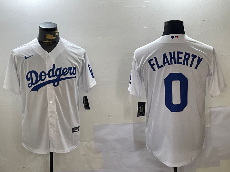 Men's Los Angeles Dodgers Jack Flaherty #0 White Replica Player Jersey baseball jersey product view 1