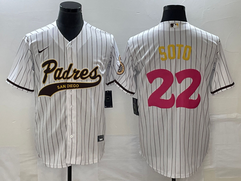 Men's San Diego Padres Juan Soto #22 White Replica Player Jersey1 Joint Edition baseball jersey product view 1
