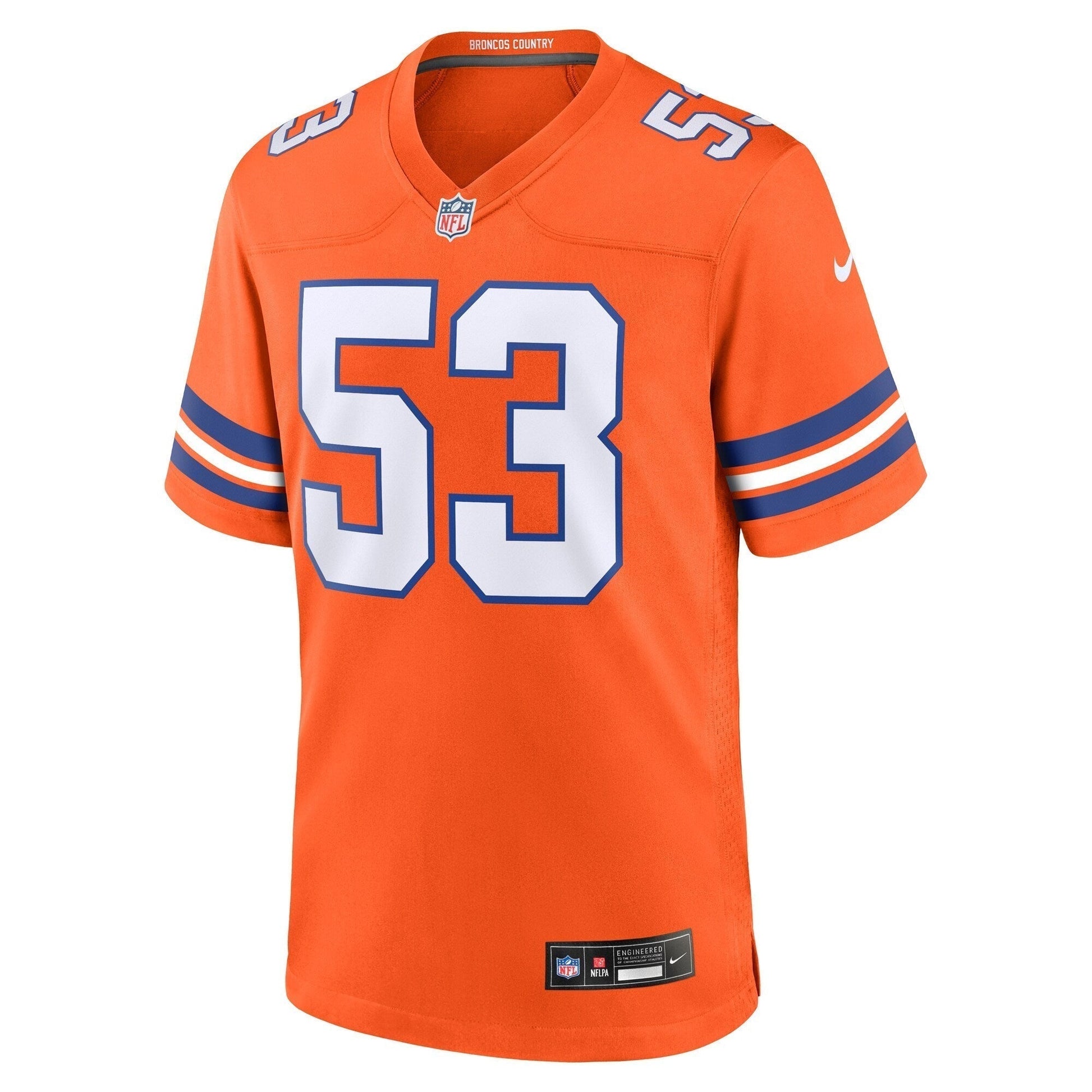 Randy Gradishar Denver Broncos Mile High Collection 1977 Throwback Retired Game Jersey - Orange football jersey product view 2