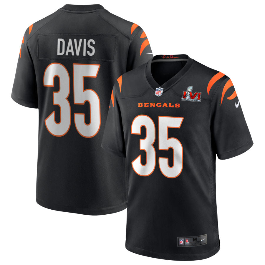 Jalen Davis Cincinnati Bengals Super Bowl LVI Game Jersey - Black football jersey product view 1