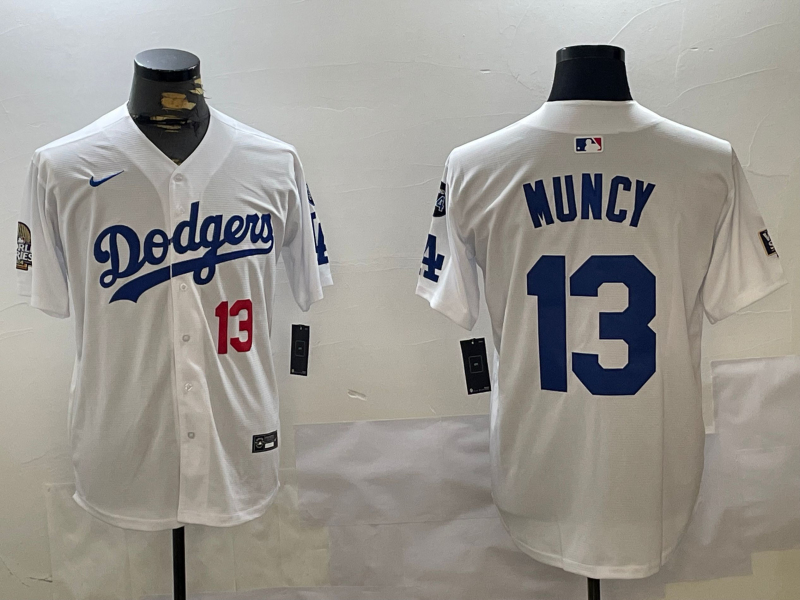 Men's Los Angeles Dodgers Max Muncy #13 White Game Player Jersey1 baseball jersey product view 1