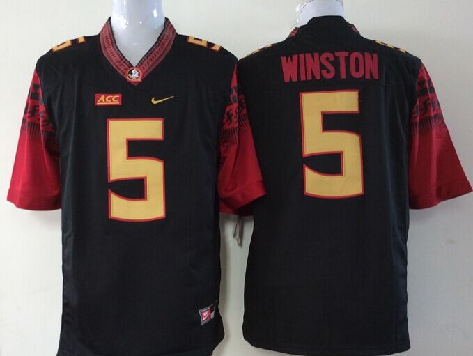 Men's Florida State Seminoles Jameis Winston Black Player Game Jersey sports jersey product view 1
